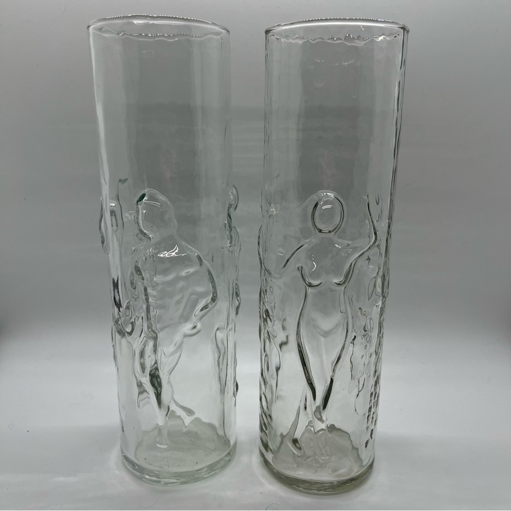 Vintage Libbey Mid-Century "La Femme" and "L' Homme" Cocktail Glasses Set of 2